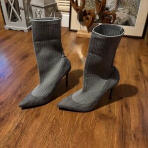 Elegant Gray Heeled Boots for Women